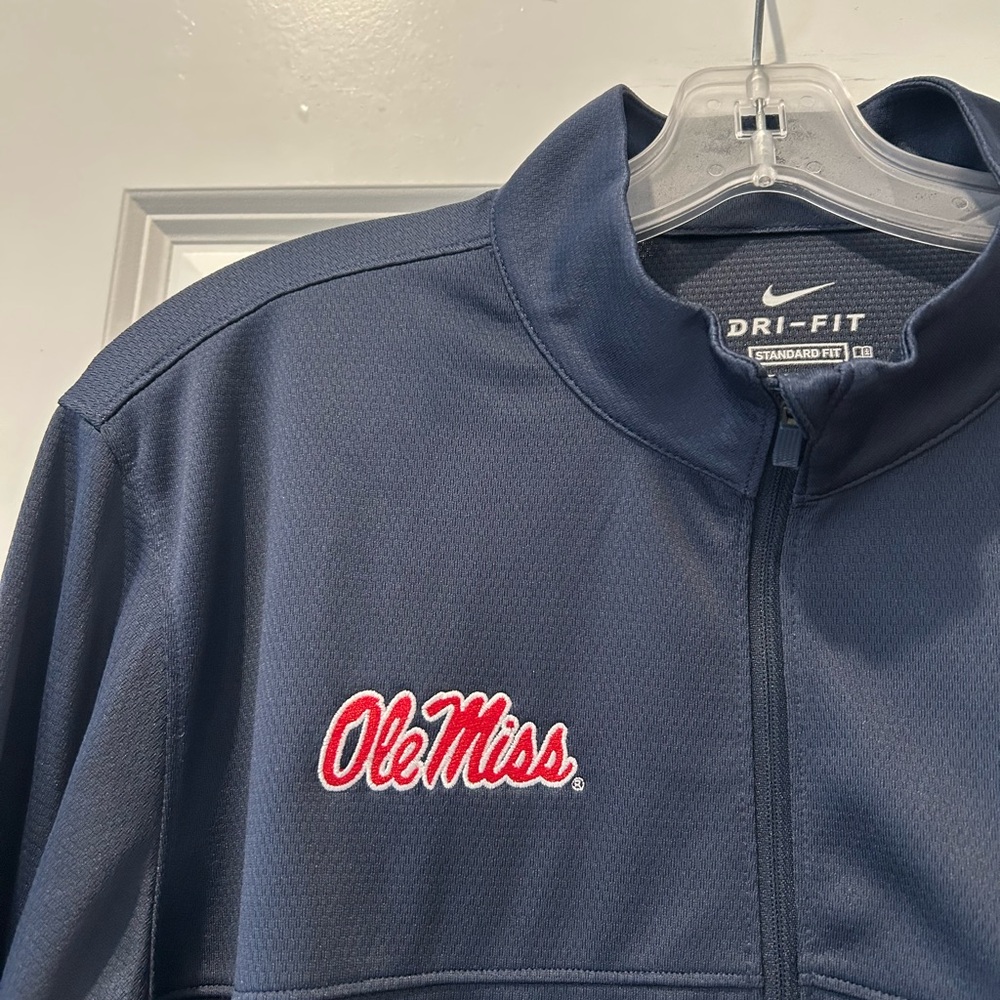 Nike Ole Miss Men's Blue Dri-FIT Quarter-Zip Pullover - Picture 2 of 7